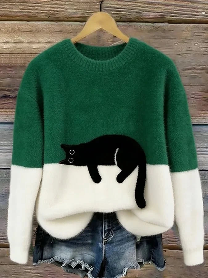 Pull motif chat orange