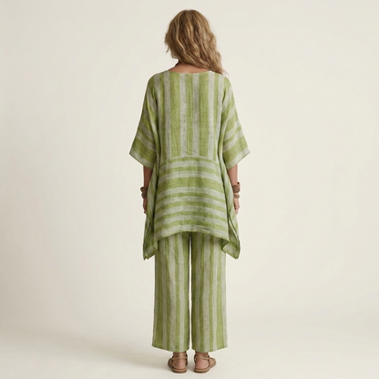 Kiara | Ensemble deux pièces rayé en coton-lin