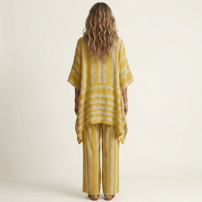 Kiara | Ensemble deux pièces rayé en coton-lin