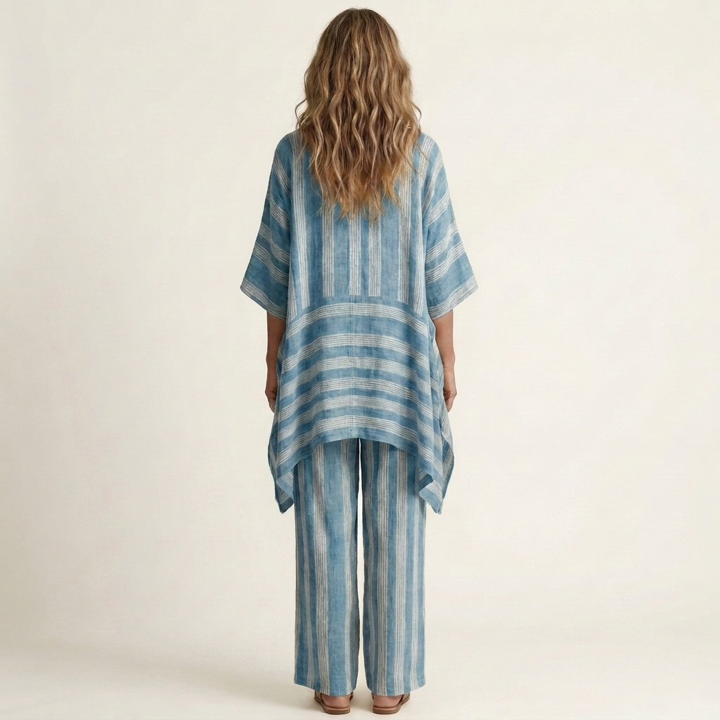 Kiara | Ensemble deux pièces rayé en coton-lin