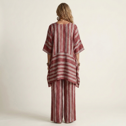 Kiara | Ensemble deux pièces rayé en coton-lin