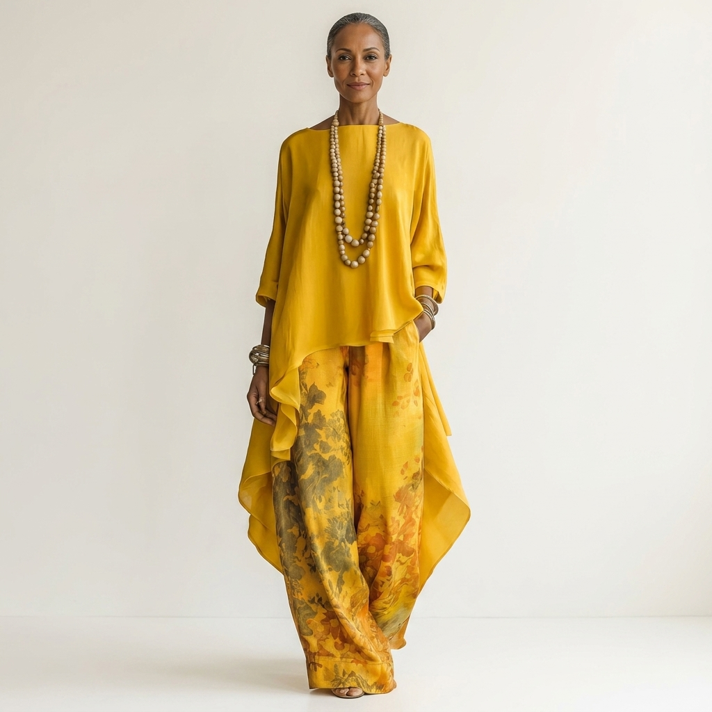 Cariola | Ensemble deux pièces coton-soie à tunique asymétrique