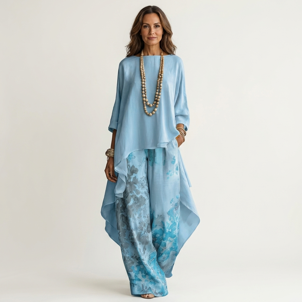 Cariola | Ensemble deux pièces coton-soie à tunique asymétrique