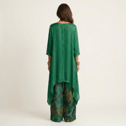Cariola | Ensemble deux pièces coton-soie à tunique asymétrique