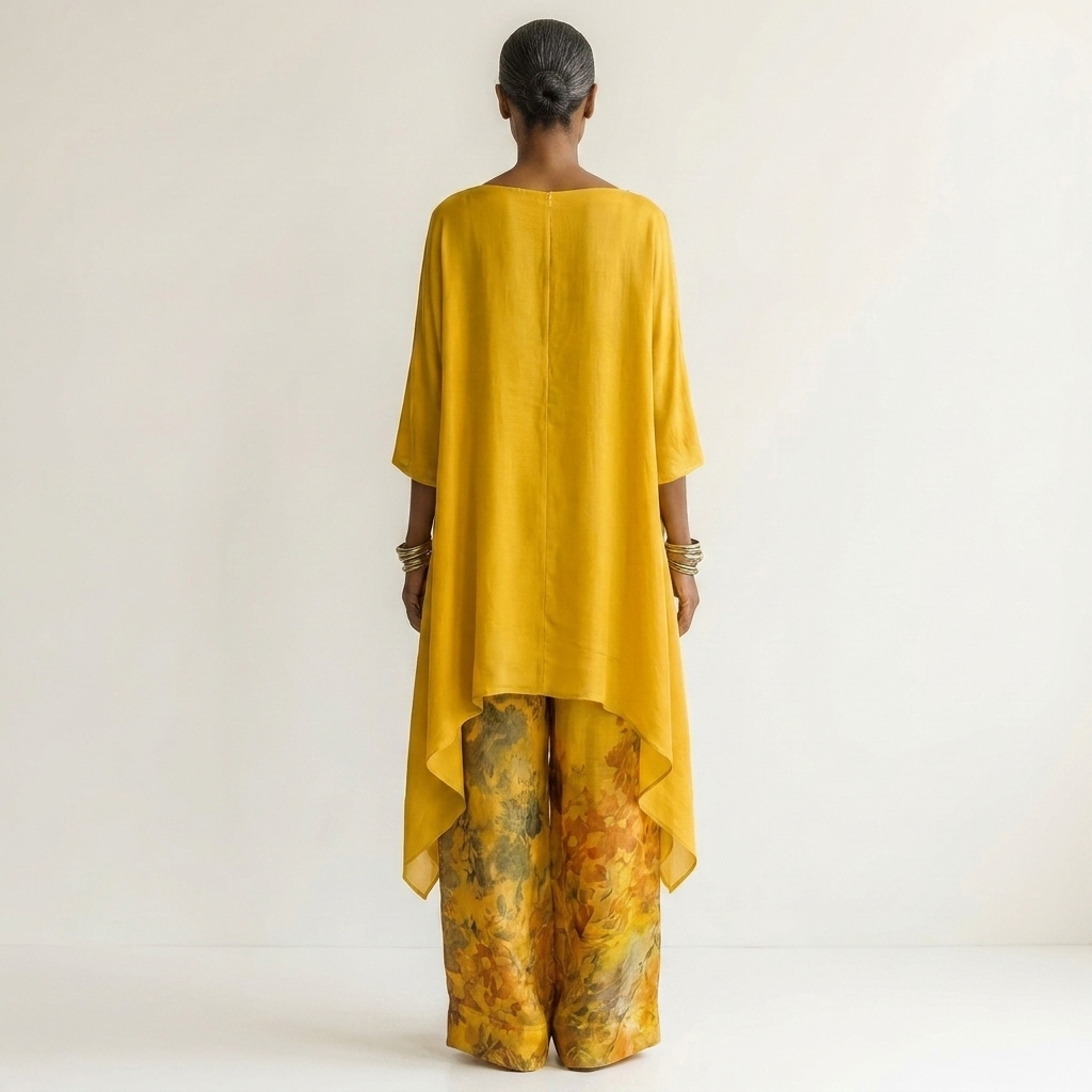 Cariola | Ensemble deux pièces coton-soie à tunique asymétrique