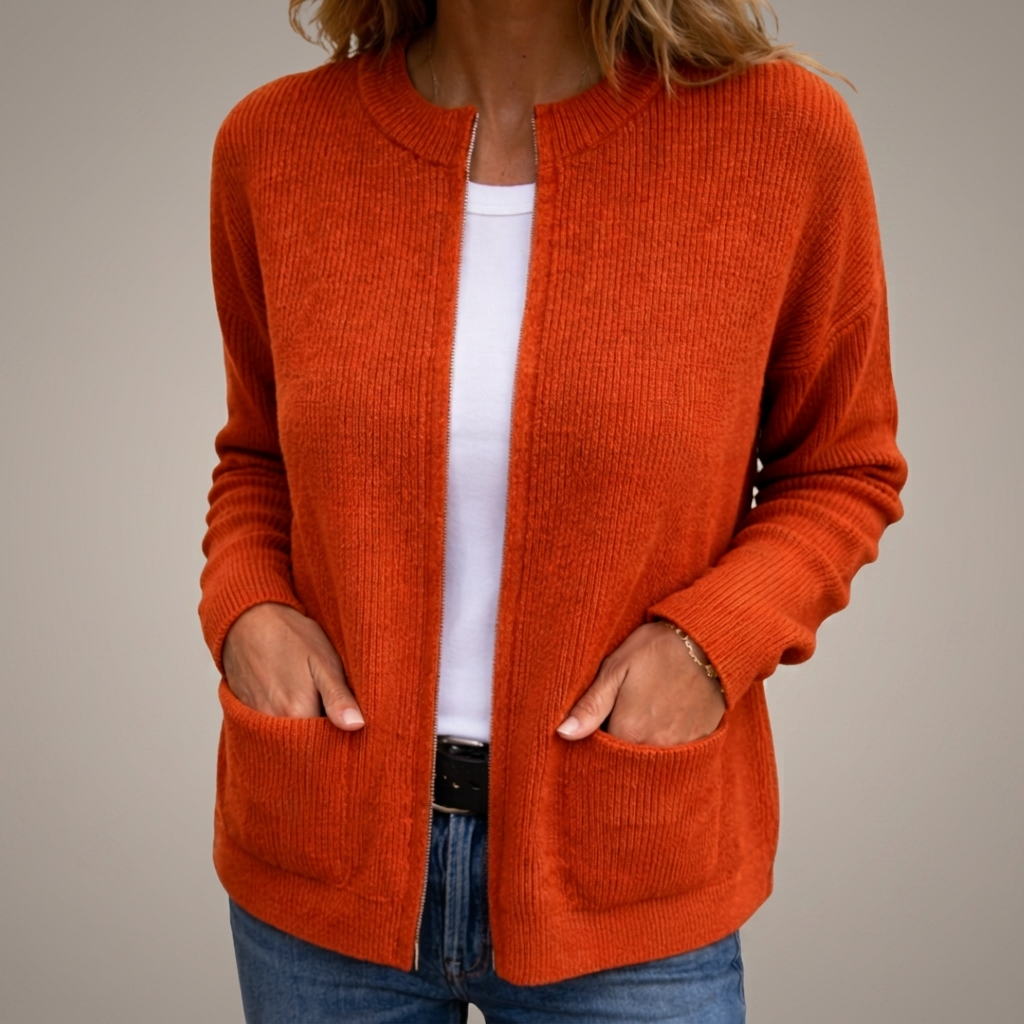 Cardigan en Maille Douce à Zip DIANE