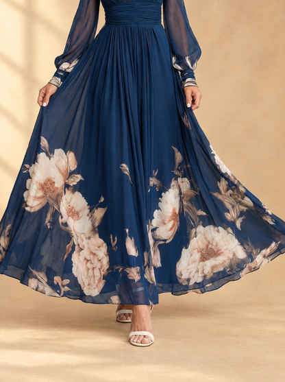 Robe Victoire, jupe fleurie en mouvement