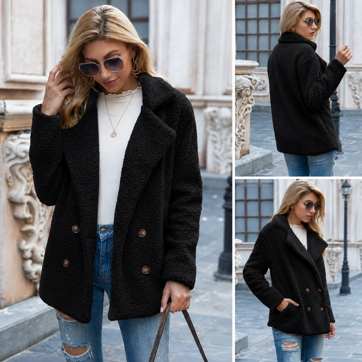 Manteau teddy oversize long