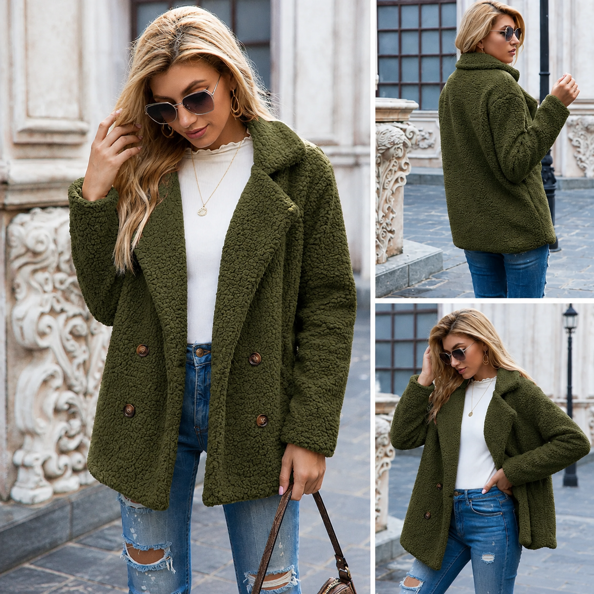 Manteau teddy oversize long