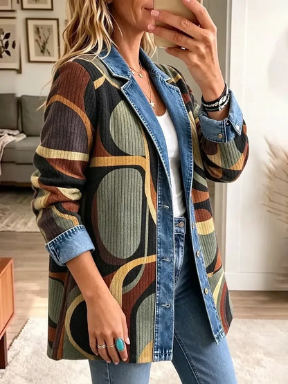 Avery | Veste vintage en denim à motif abstrait