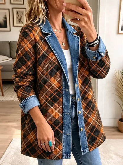 Camila | Veste vintage en denim à imprimé bloc
