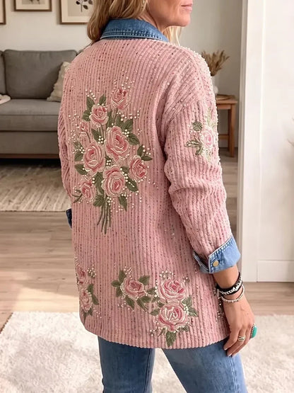 Aria | Blazer vintage élégant en patchwork denim colorblock