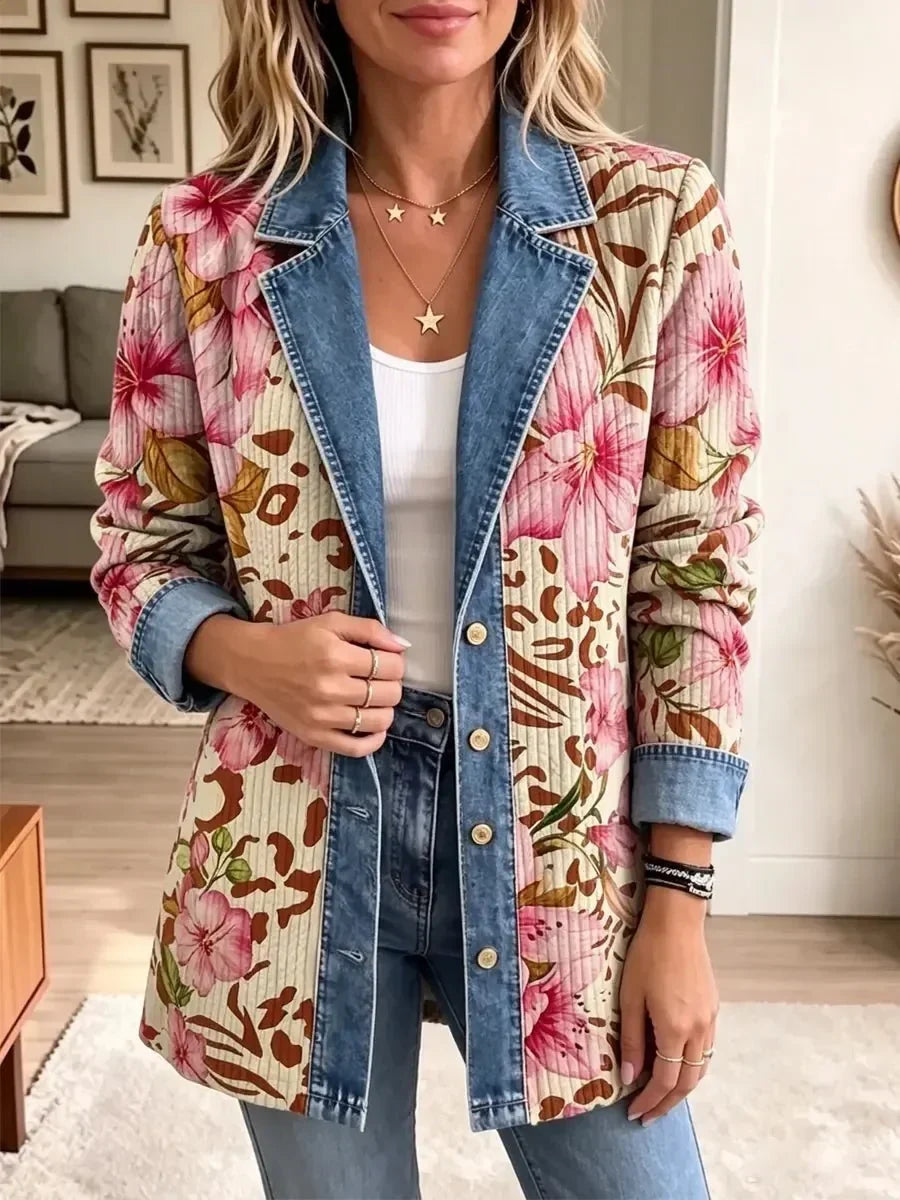 Luna | Veste rétro à motif floral et léopard