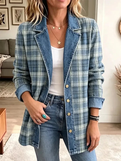 Sofia | Veste rétro décontractée en denim à motif artistique