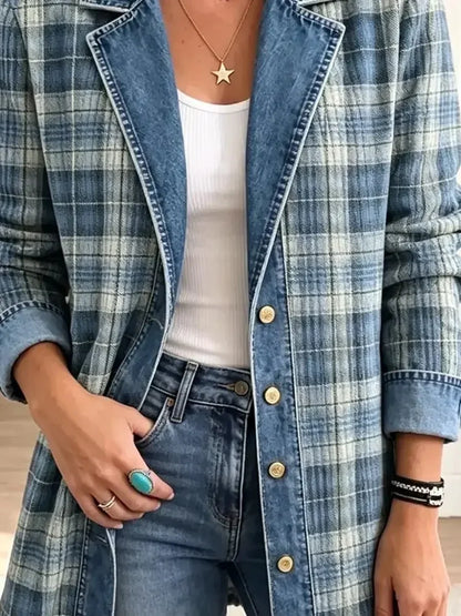 Sofia | Veste rétro décontractée en denim à motif artistique