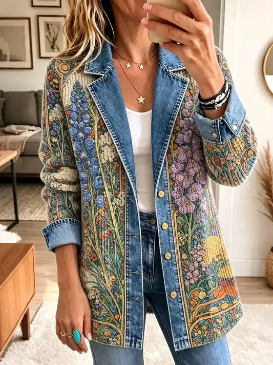 Elizabeth | Veste vintage en denim à fleurs