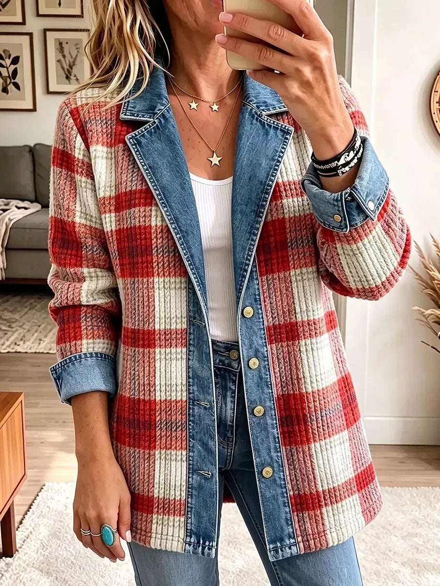 Scarlett | Veste vintage élégante en patchwork denim