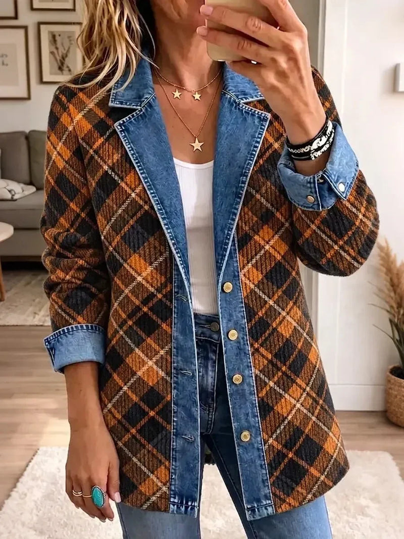 Camila | Veste vintage en denim à imprimé bloc