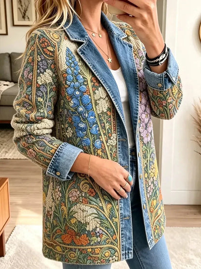 Elizabeth | Veste vintage en denim à fleurs