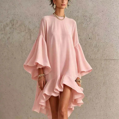 Robe Midi Asymétrique à Manches Papillon CARMEN