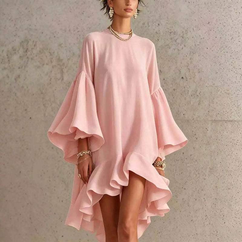 Robe Midi Asymétrique à Manches Papillon CARMEN