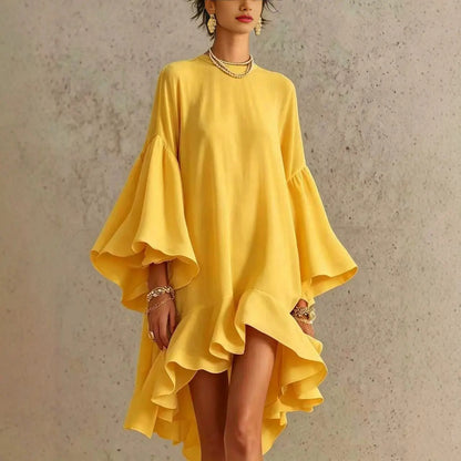 Robe Midi Asymétrique à Manches Papillon CARMEN