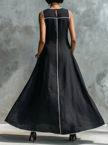 Robe Longue Trapèze à Bordures Contrastées HOPE