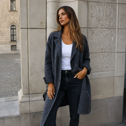 Manteau longline classique boutonné