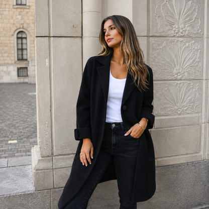 Manteau longline classique boutonné