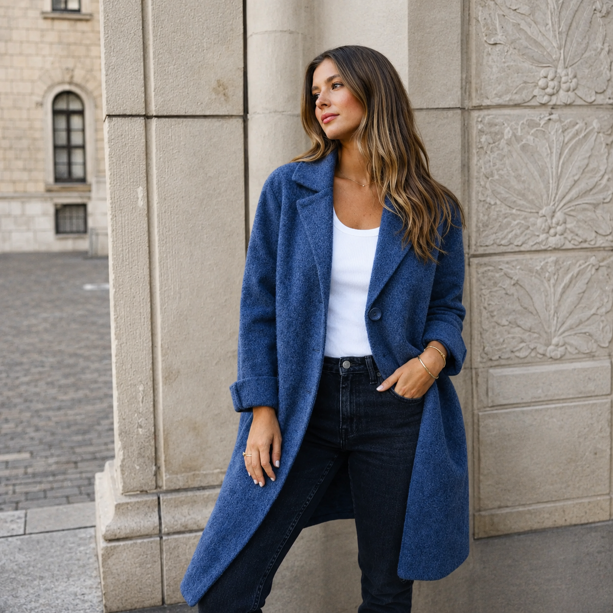 Manteau longline classique boutonné