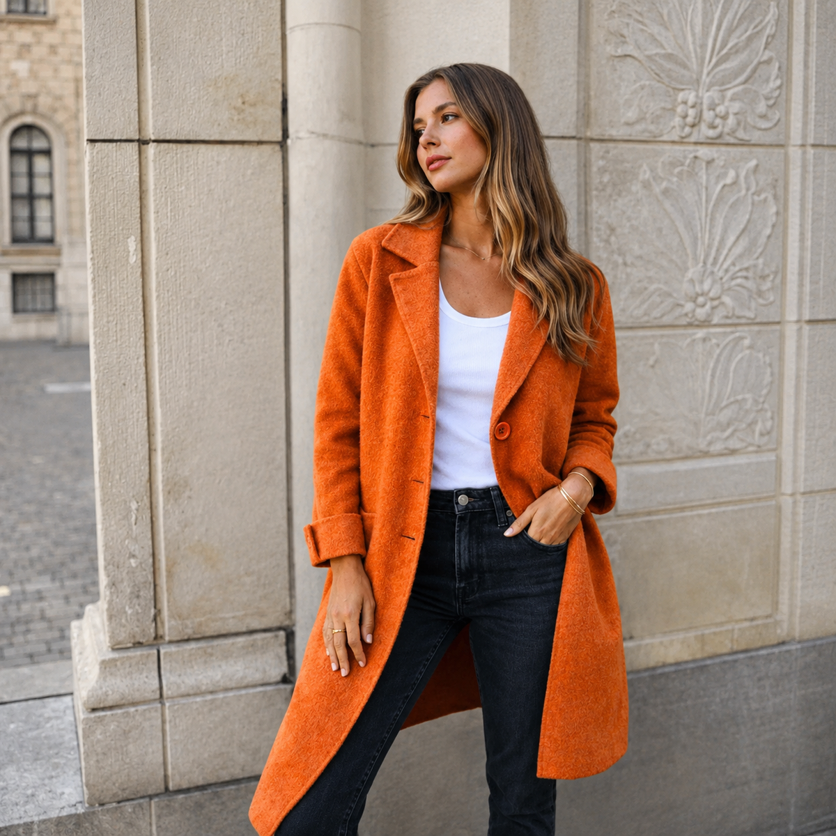 Manteau longline classique boutonné