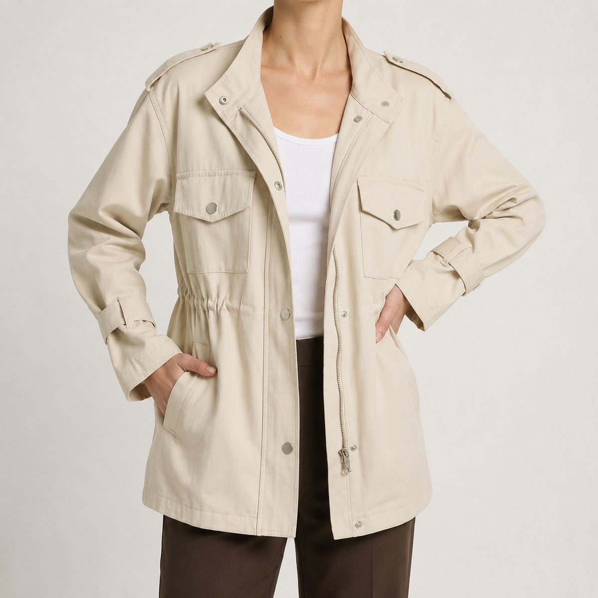 Manteau d'hiver croisé ceinturé