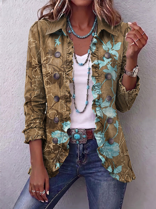 Sundara™ | Veste à volants boho à fleurs vintage dégradées