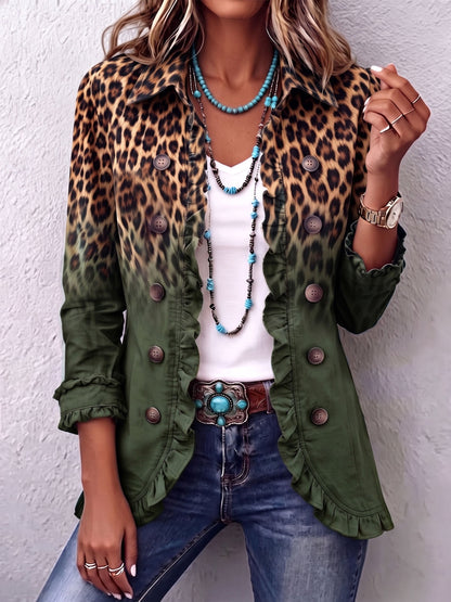 Elspeth™ | Blazer à volants à imprimé léopard ombré