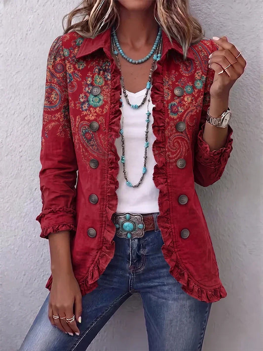 Fayrene™ | Veste bohème à volants et imprimé paisley