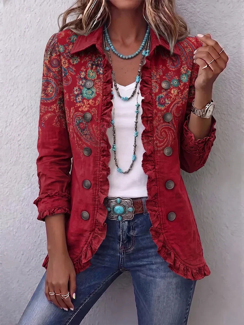 Fayrene™ | Veste bohème à volants et imprimé paisley