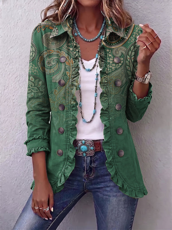 Jemara™ | Veste bohème à volants et imprimé paisley