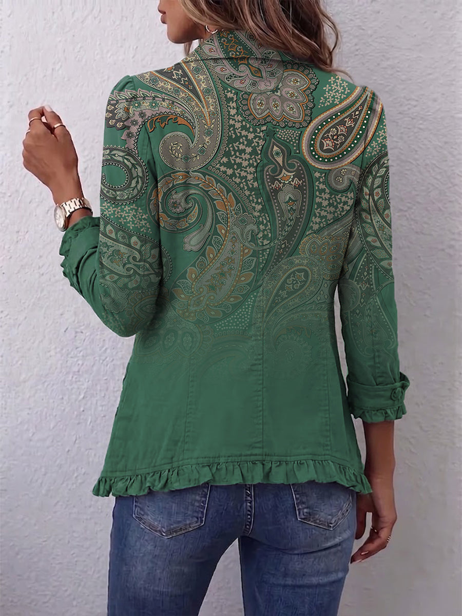 Jemara™ | Veste bohème à volants et imprimé paisley