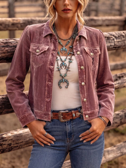 Veste Trucker en Velours à Boutons Pression — Édition Bohème