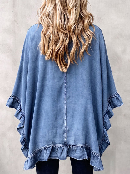 Cardigan en Jean Bohème Chic à Volants CORINNE