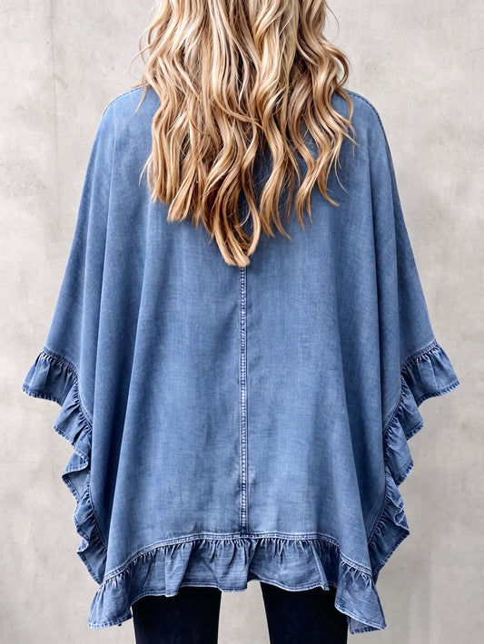 Cardigan en Jean Bohème Chic à Volants CORINNE