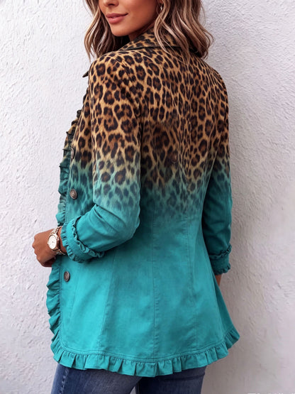 Elspeth™ | Blazer à volants à imprimé léopard ombré