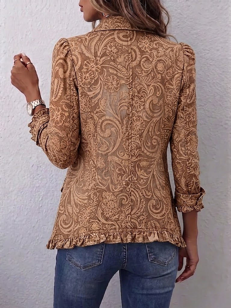 Vyclara™ | Veste à volants bohème vintage à imprimé floral