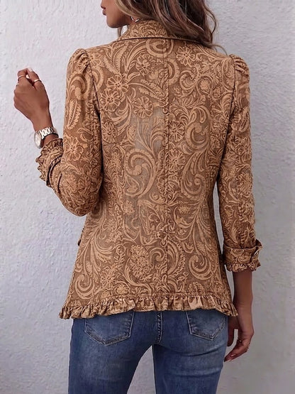 Vyclara™ | Veste à volants bohème vintage à imprimé floral
