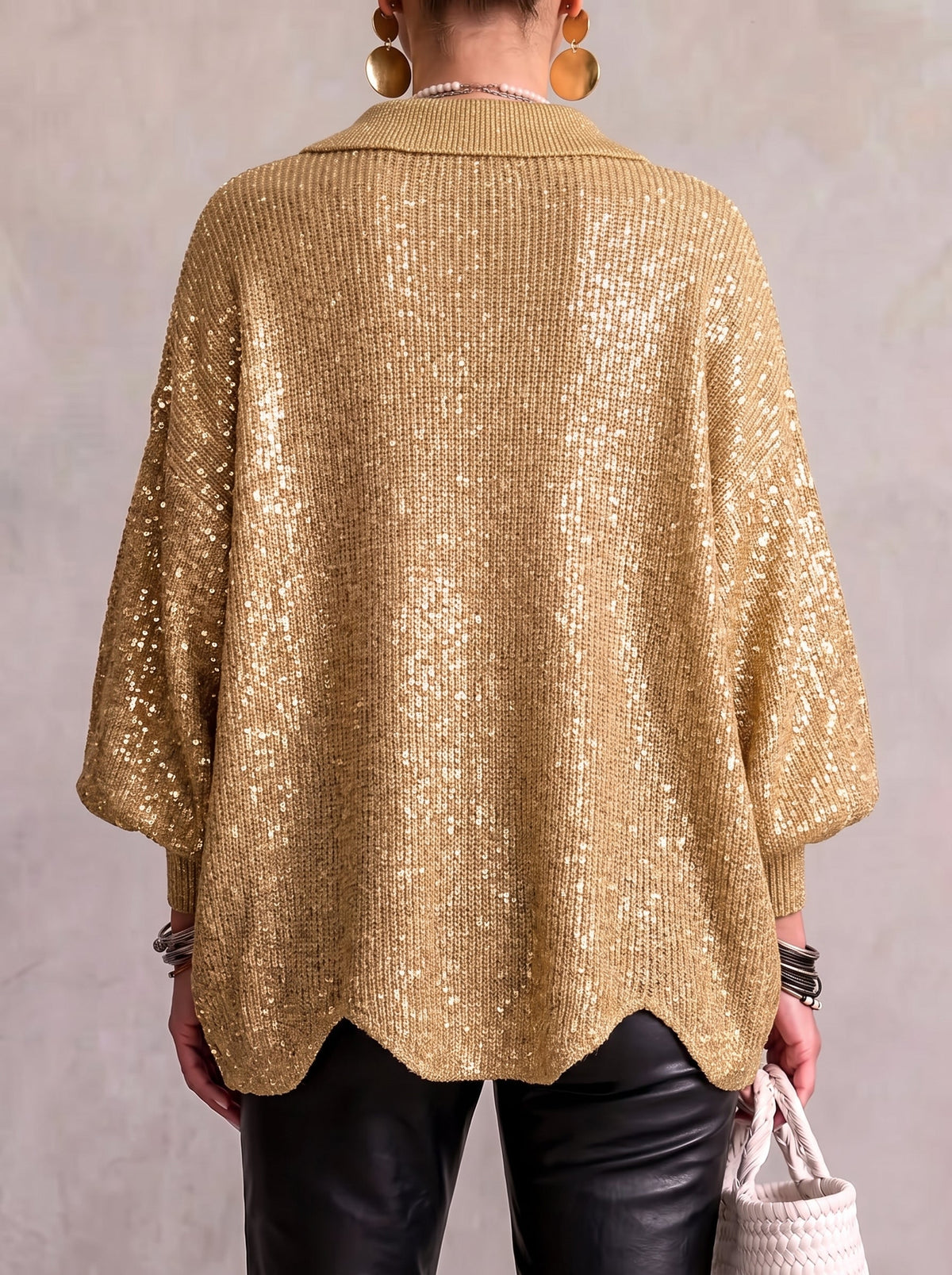 Cardigan Oversize à Col et Gros Boutons Métal ELVINIA