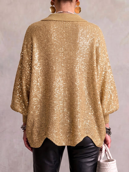 Cardigan Oversize à Col et Gros Boutons Métal ELVINIA