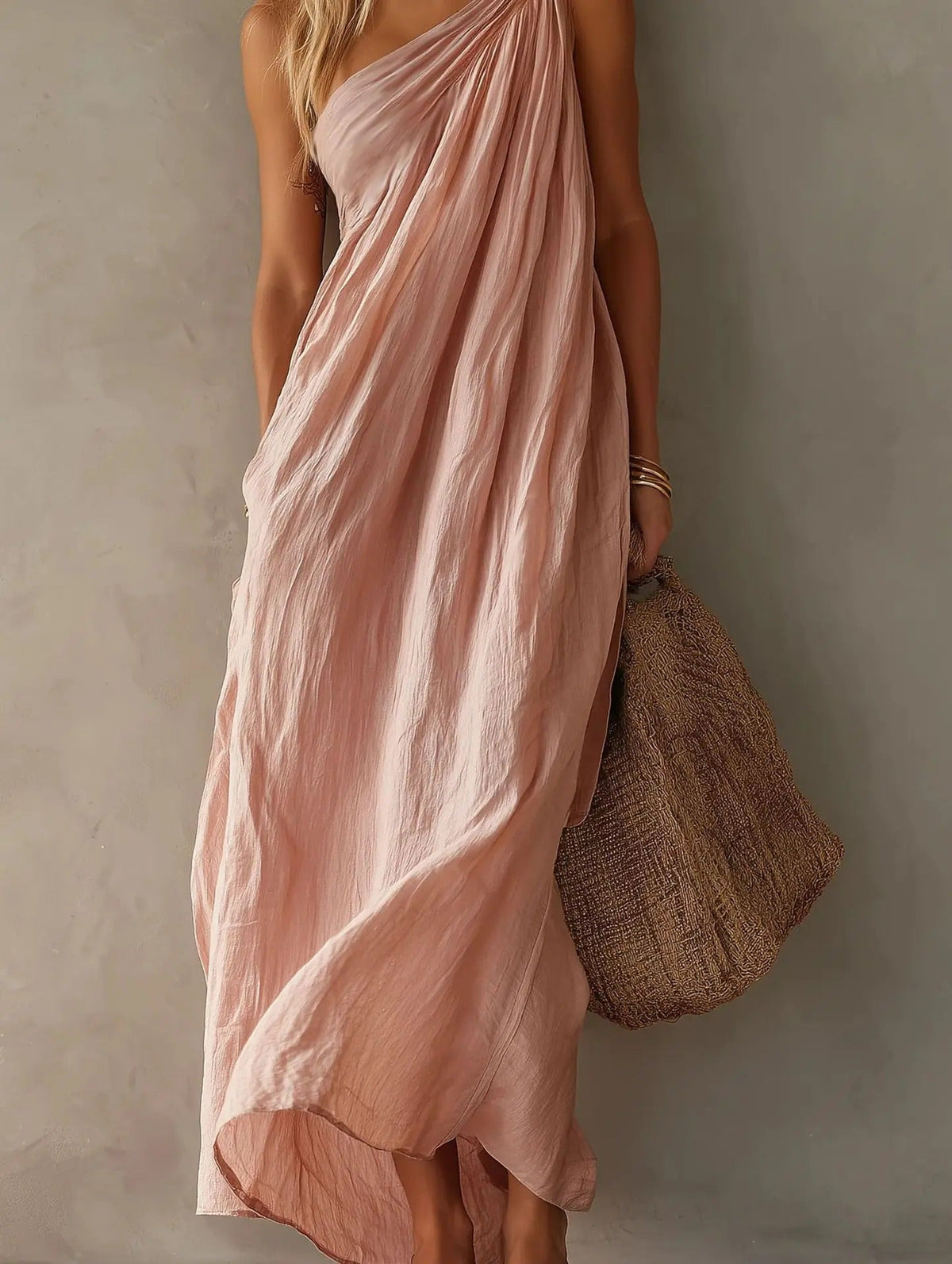 Robe Longue Asymétrique Drapée LETA