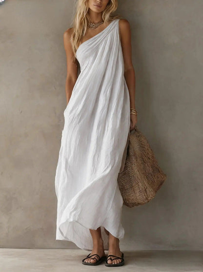 Robe Longue Asymétrique Drapée LETA