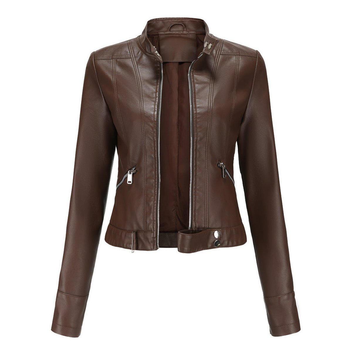 Linnea | Veste motard courte à col montant