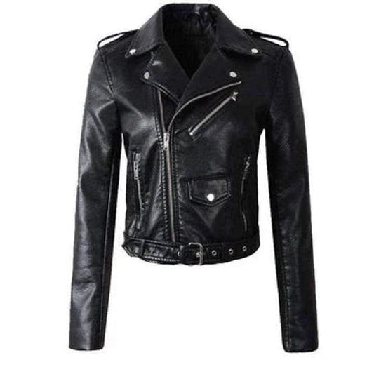 Rachel | Veste motard courte à ceinture